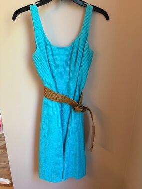Nine West Turquoise Summer Dress with Woven Belt